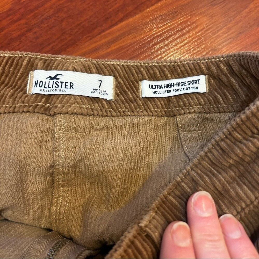 Hollister High-Rise Brown Corduroy Mini Skirt Size 7 Cotton 4-Pocket - Picture 4 of 6